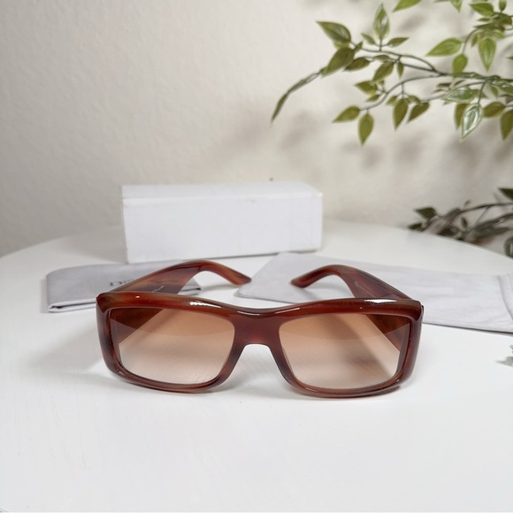Preowned Authentic Christian Dior Aventura 2 Square Sunglasses Brown Big Logo - Picture 1 of 13